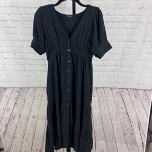 Madewell Lightspun Button-Front Tiered Midi Dress Size 4